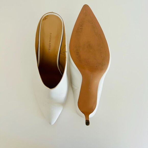 Banana Republic Mid-Heel Leather Mules in Ivory Size 10 - Picture 6 of 10